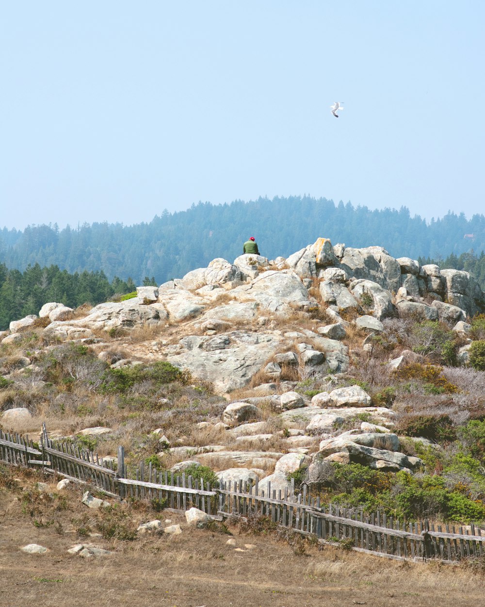 a person standing on top of a rocky hill