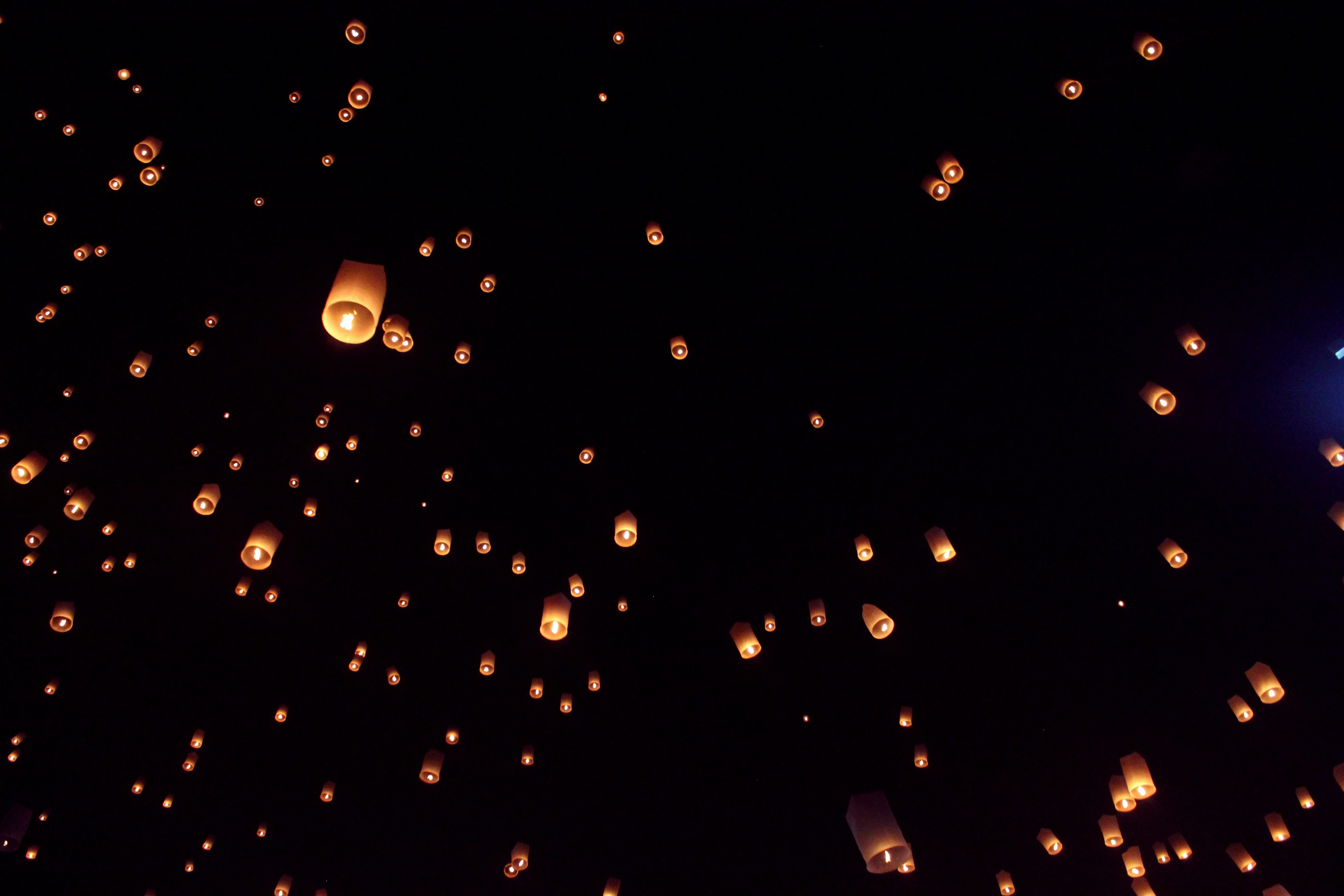 The release of thousands of paper lanterns for the annual Yee Ping Festival in Chiang Mai, Thailand.