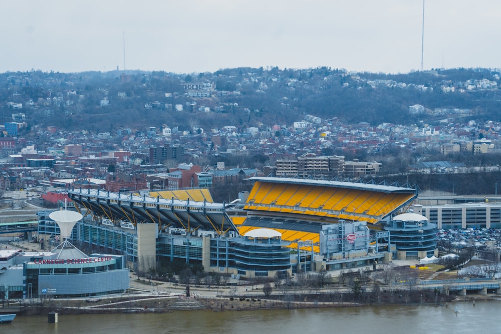 a view of a stadium from a high point of view