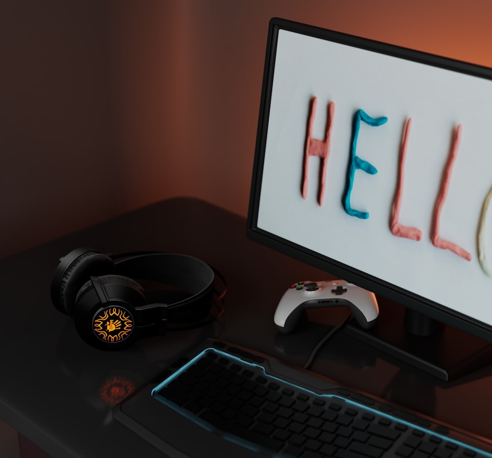 a computer screen with the word hello spelled on it