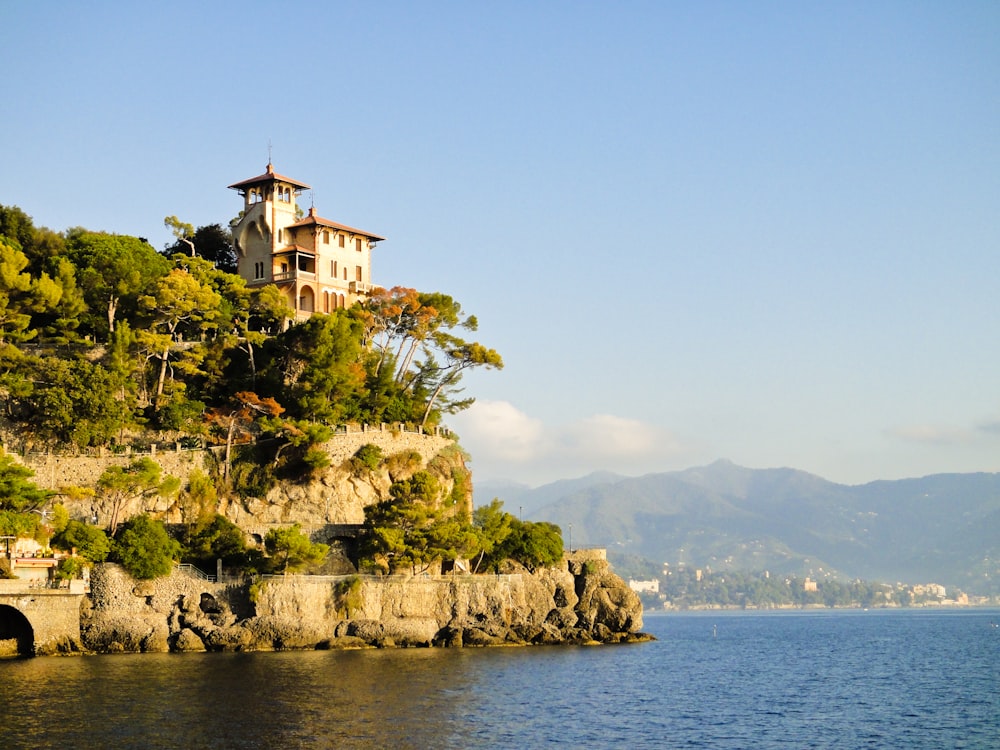 a house on a cliff overlooking a body of water