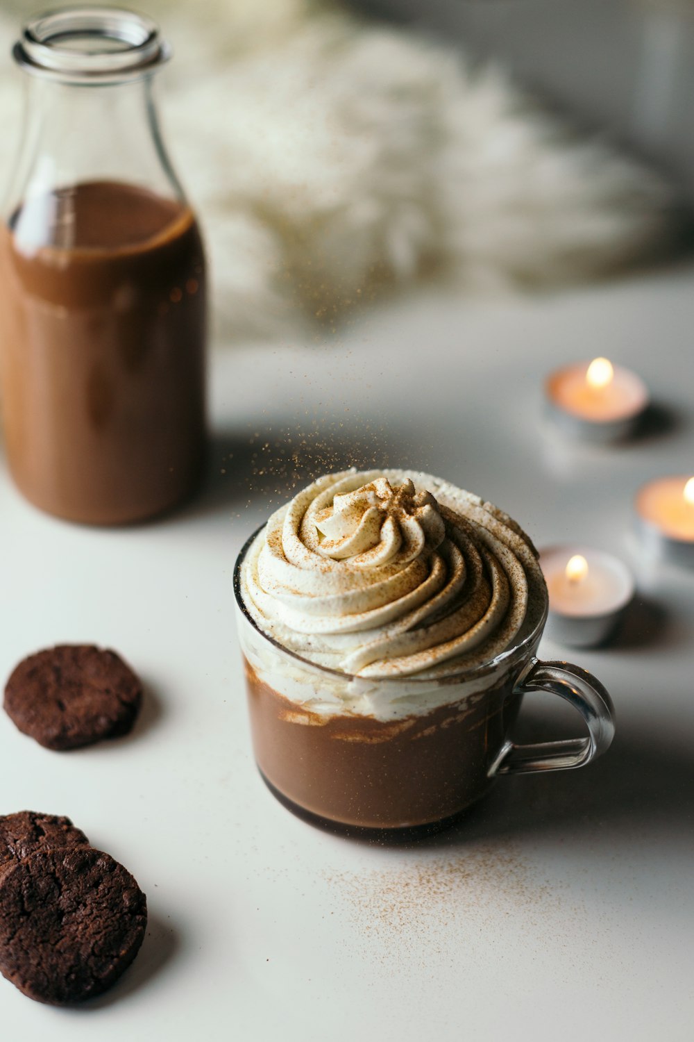 a cup of hot chocolate with whipped cream
