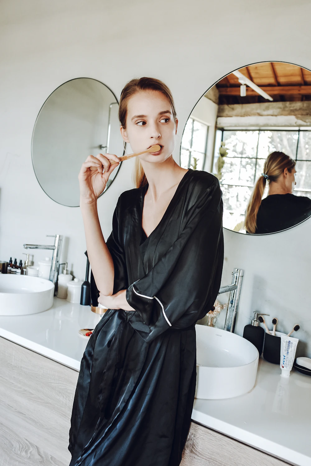 Black Satin Robe