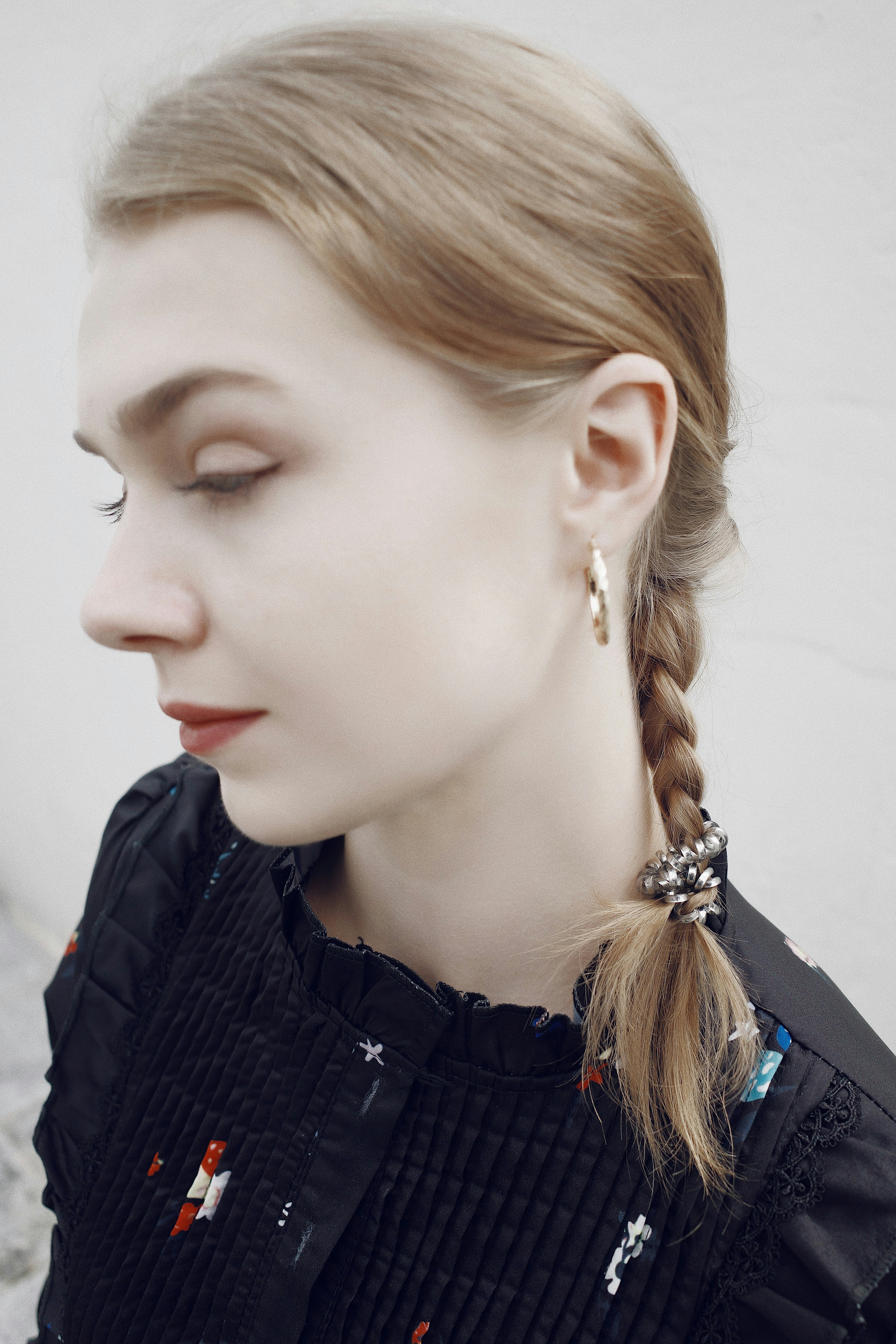 a woman with a braid in her hair