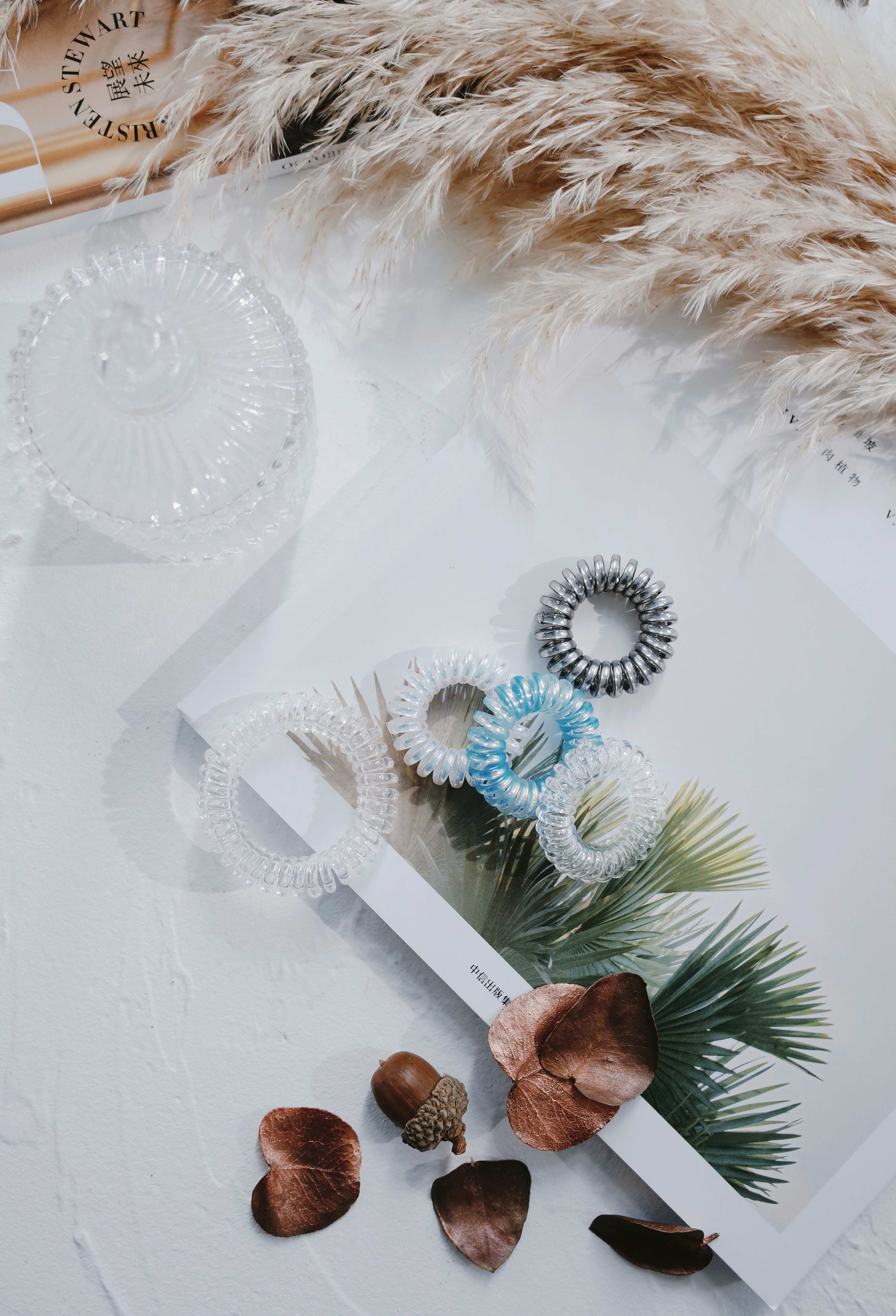 a bunch of hair accessories laying on top of a table