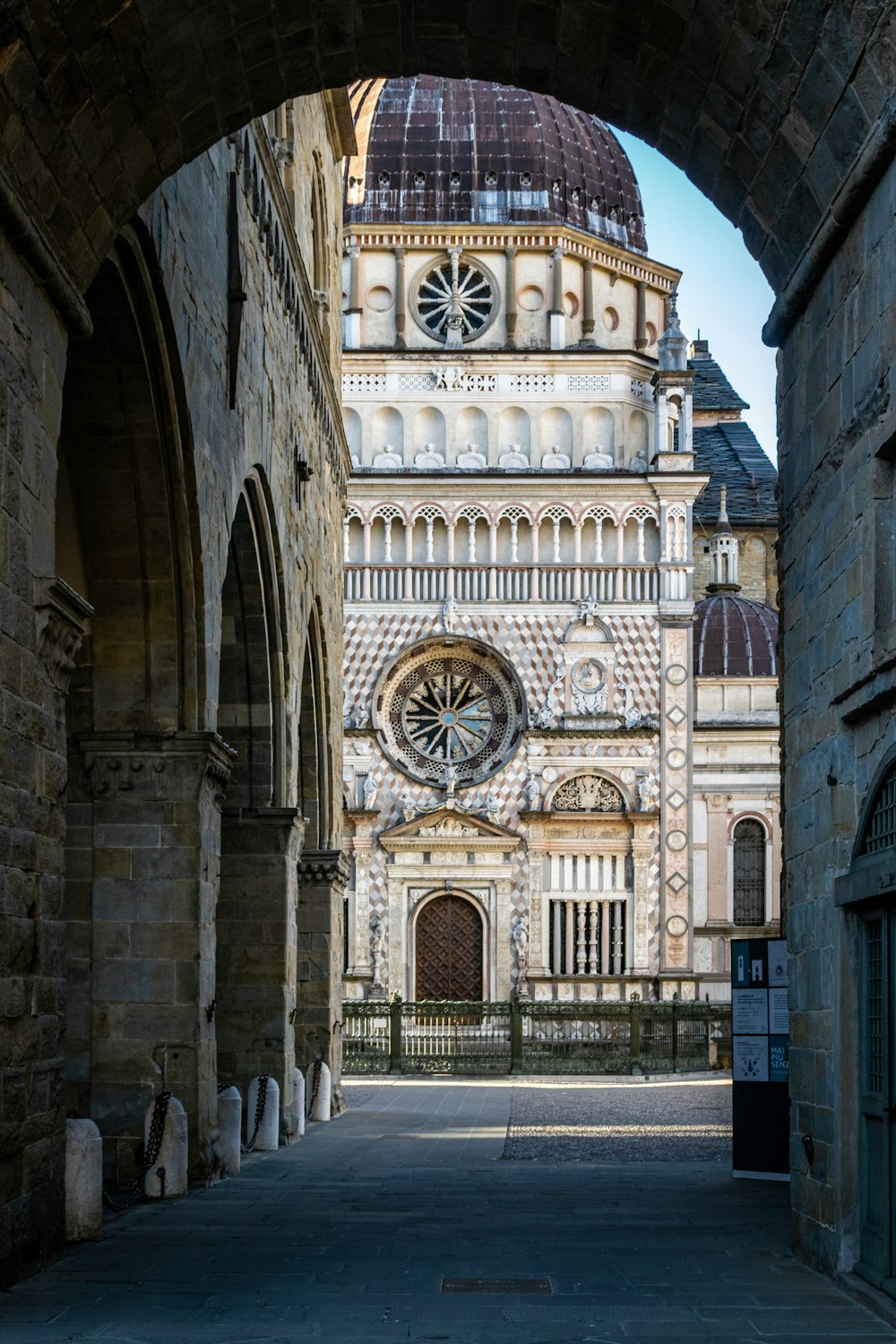 a large building with a clock on it's side