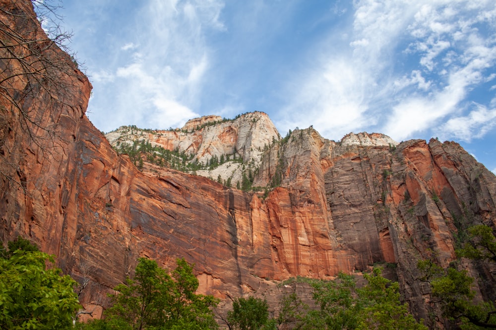 a view of a mountain with a sky background