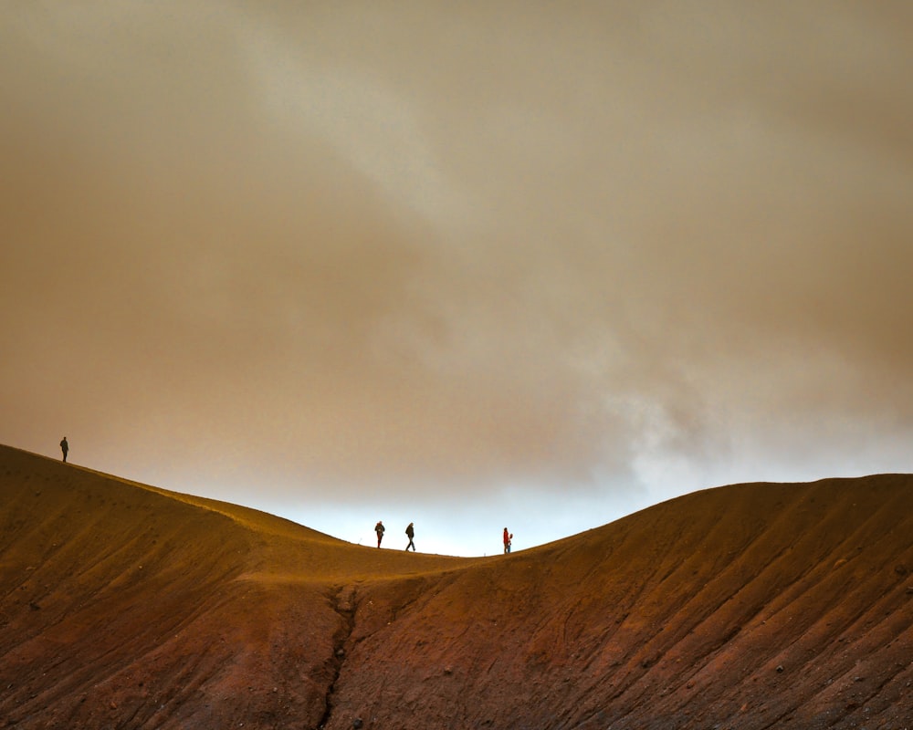 a group of people standing on top of a hill