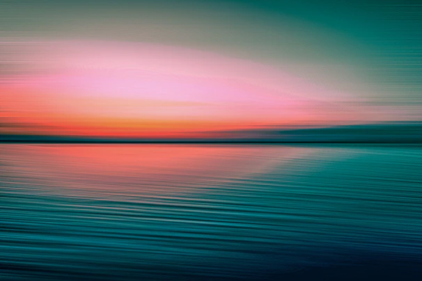 A serene painting depicting a gentle sunrise over calm waters, symbolizing new beginnings.