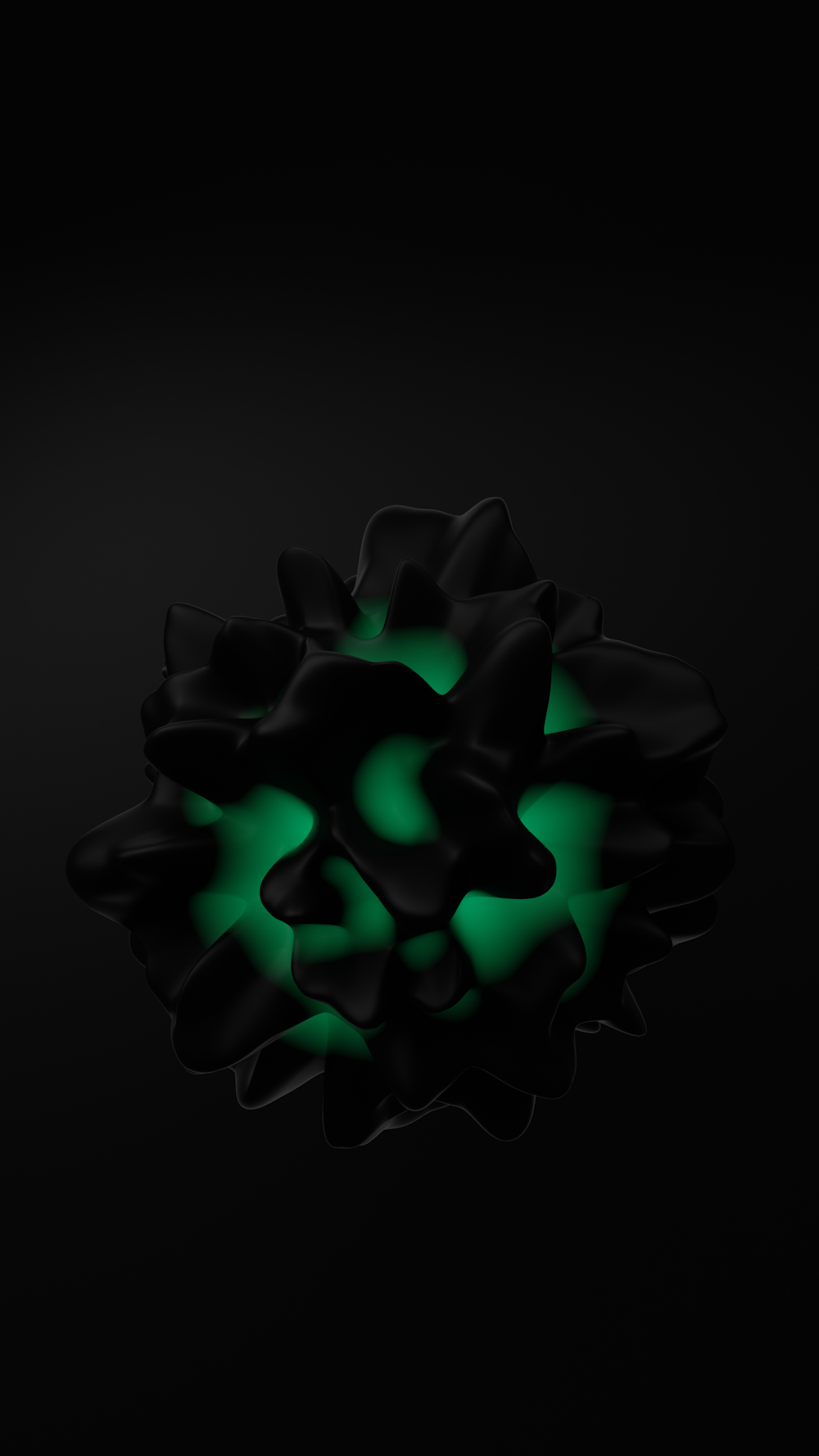 a black background with a green light in the center
