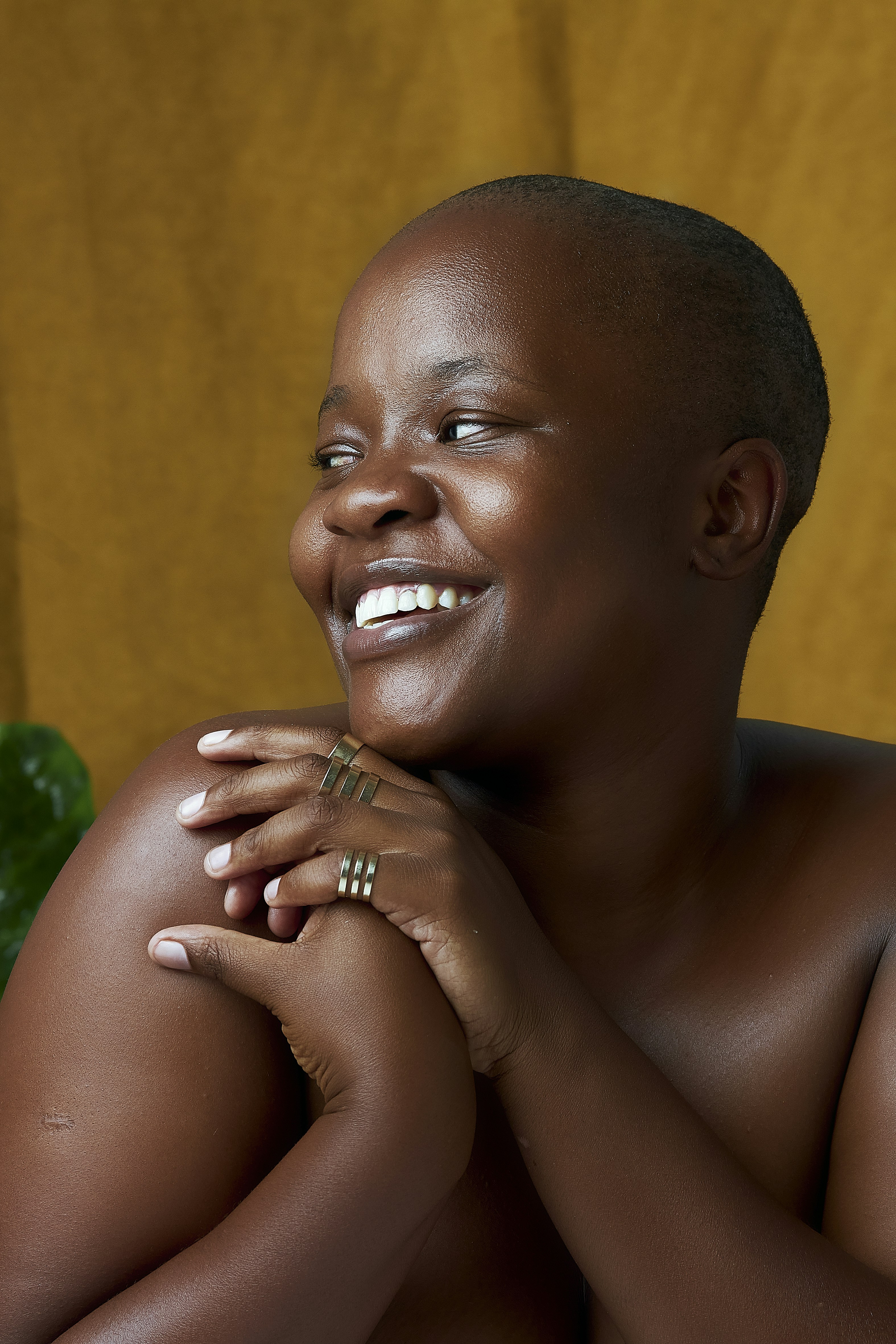 attractive lady with bald head