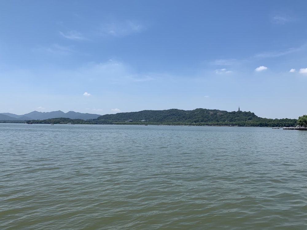 a large body of water surrounded by mountains