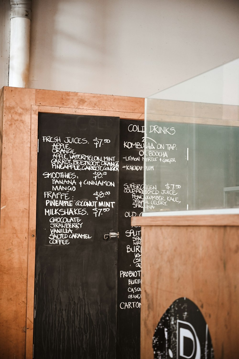 a blackboard with a menu written on it