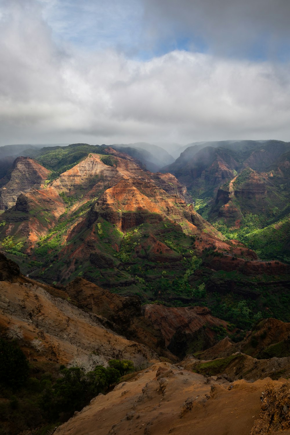 a view of a mountain range with a cloudy sky