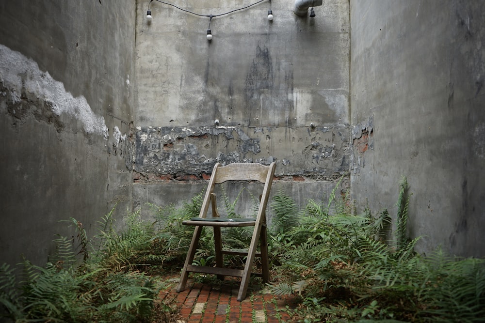 a chair sitting in the middle of a room