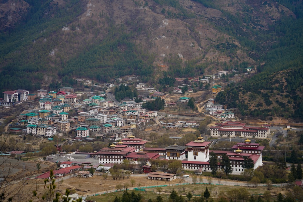 a small town in the middle of a mountain range