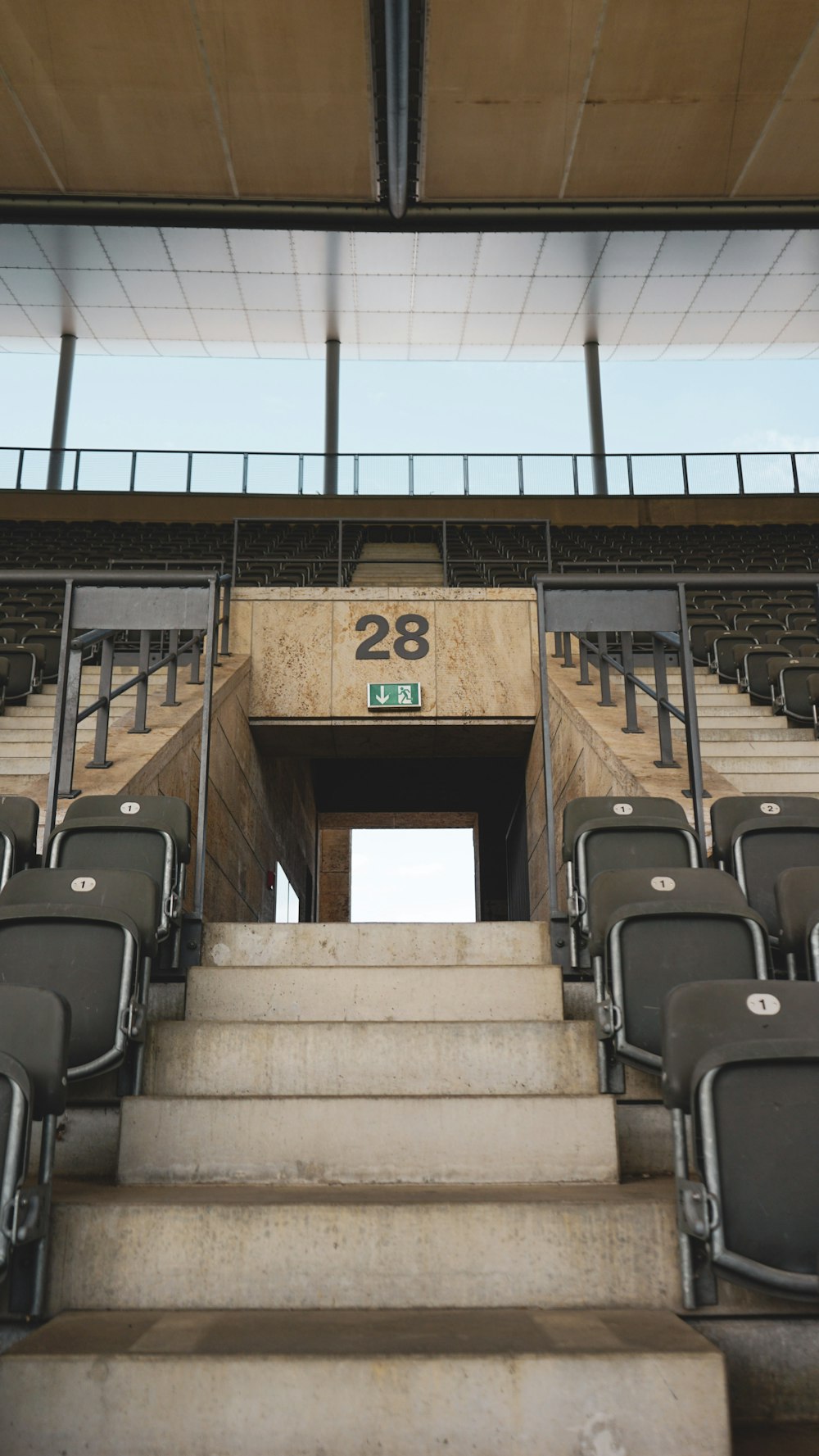 a set of stairs leading up to a stadium