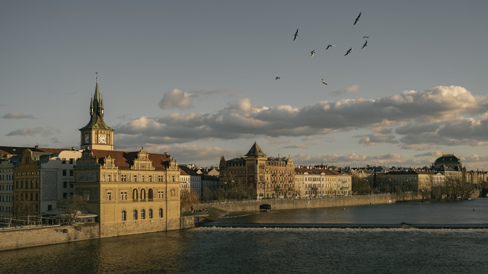 a large body of water next to a city