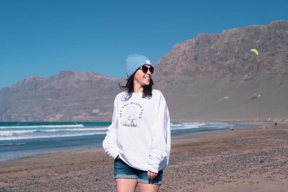 a person standing on a beach