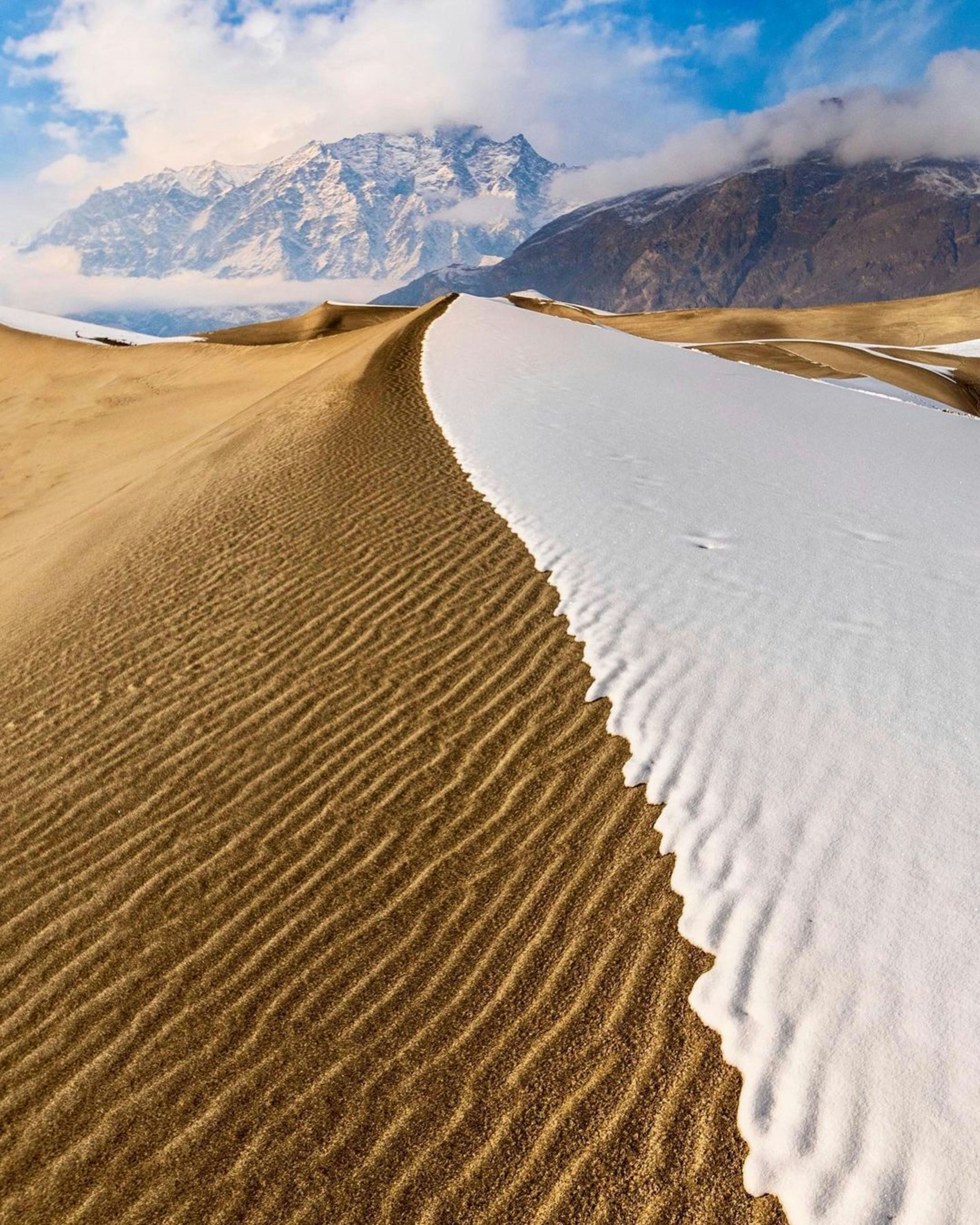 Snow and desert side by side