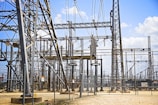 a bunch of power lines that are in the dirt
