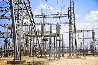 a bunch of power lines that are in the dirt