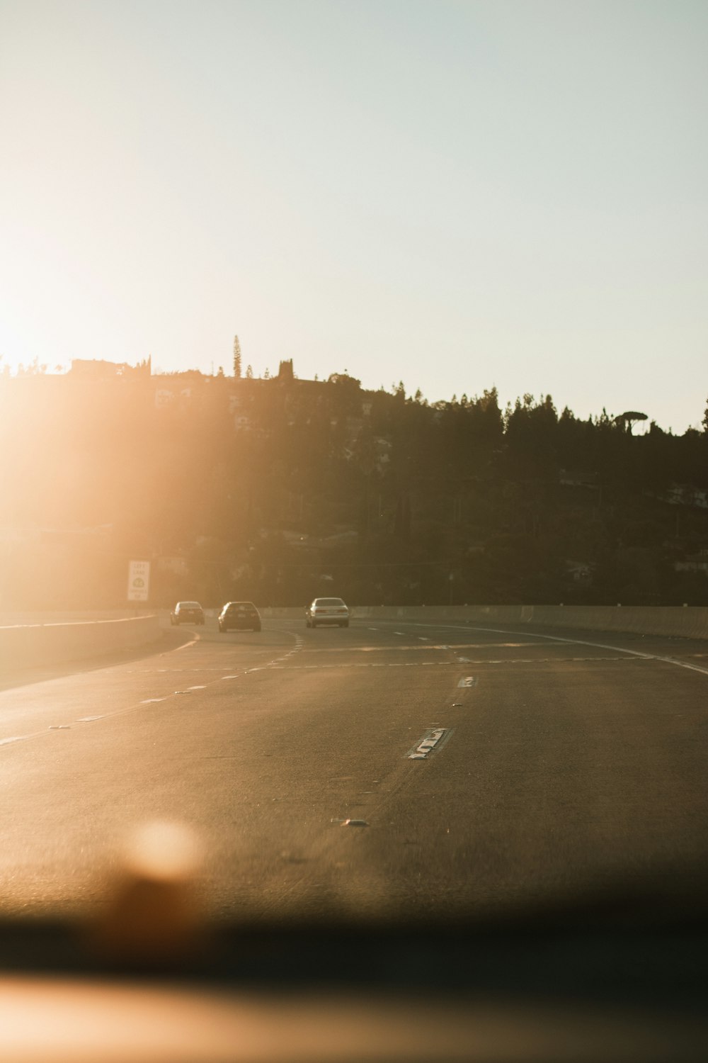 a view of a city from a car window