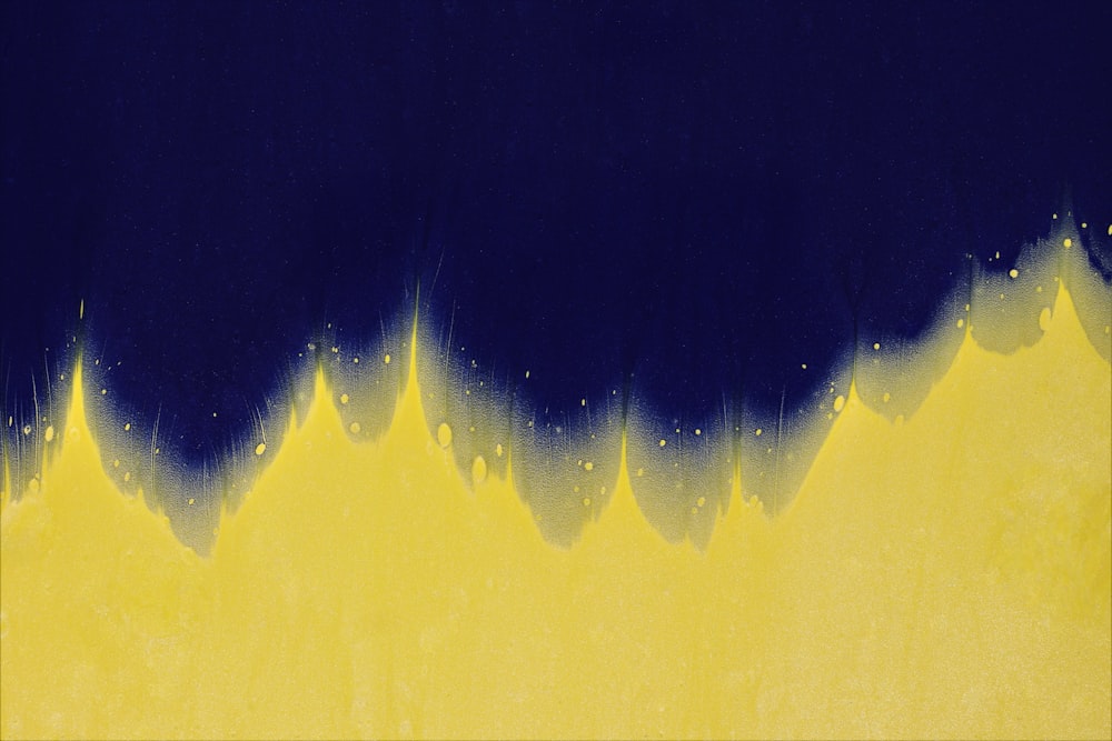 a painting with yellow and blue colors on it