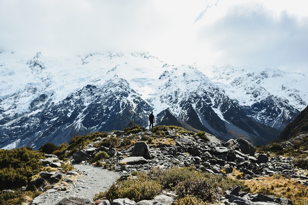 a man standing on top of a rocky mountain