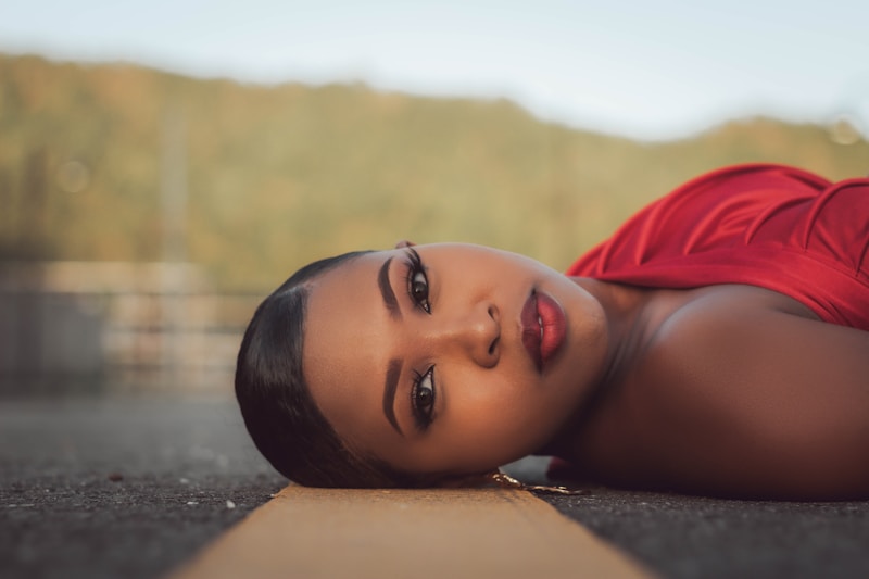 Red dress allure on ground