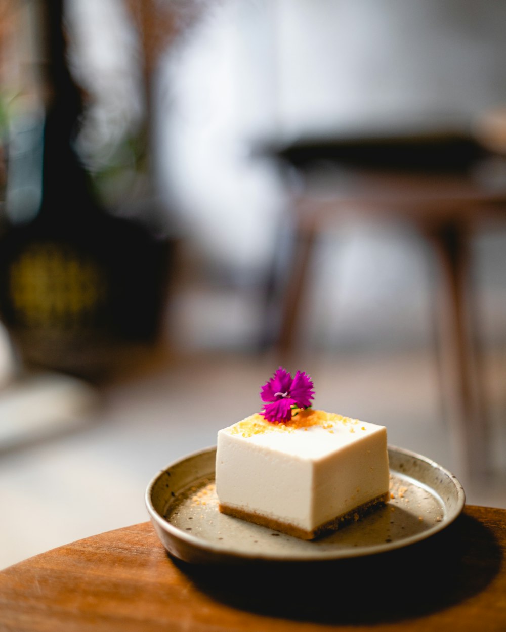 a piece of cake on a plate on a table