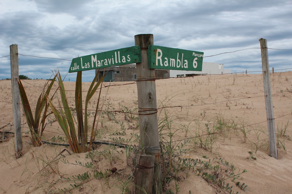 a couple of street signs sitting on top of a wooden pole