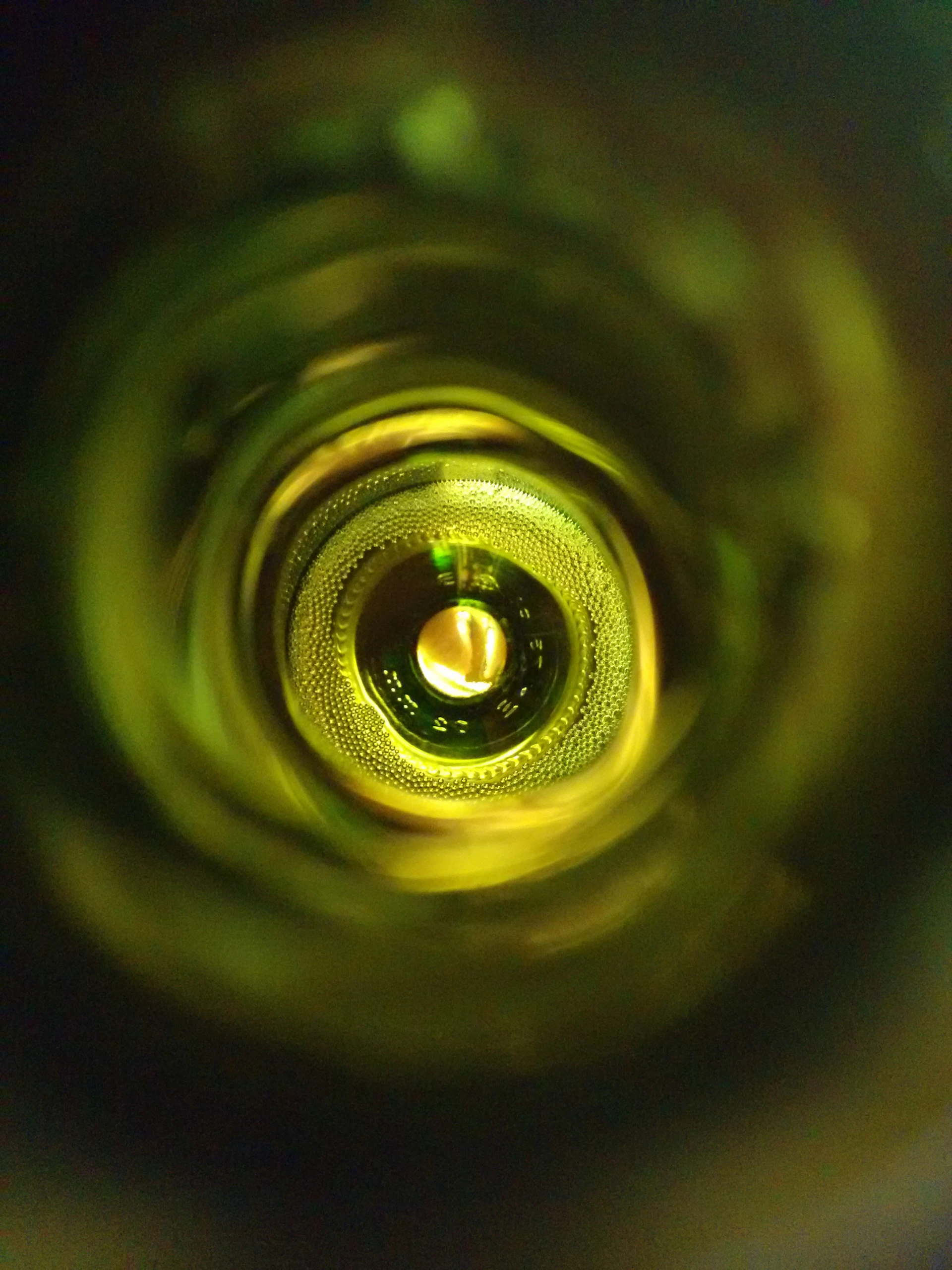 a close up of a green object with a blurry background