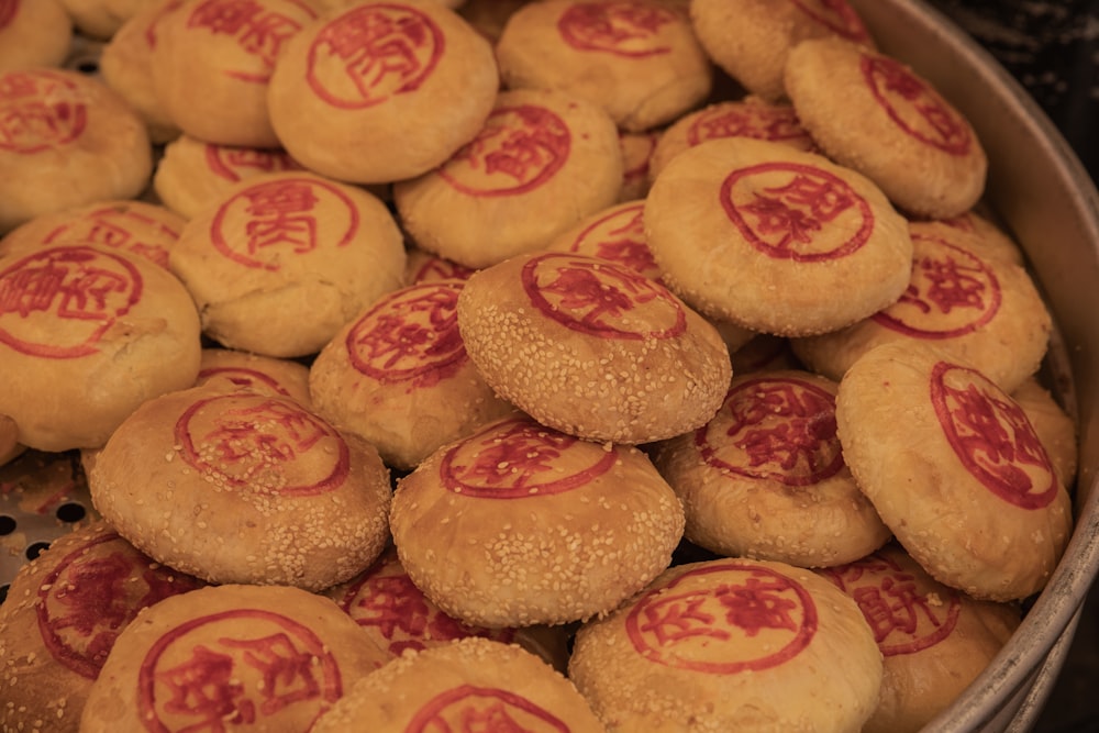 a bunch of cookies that are in a bowl