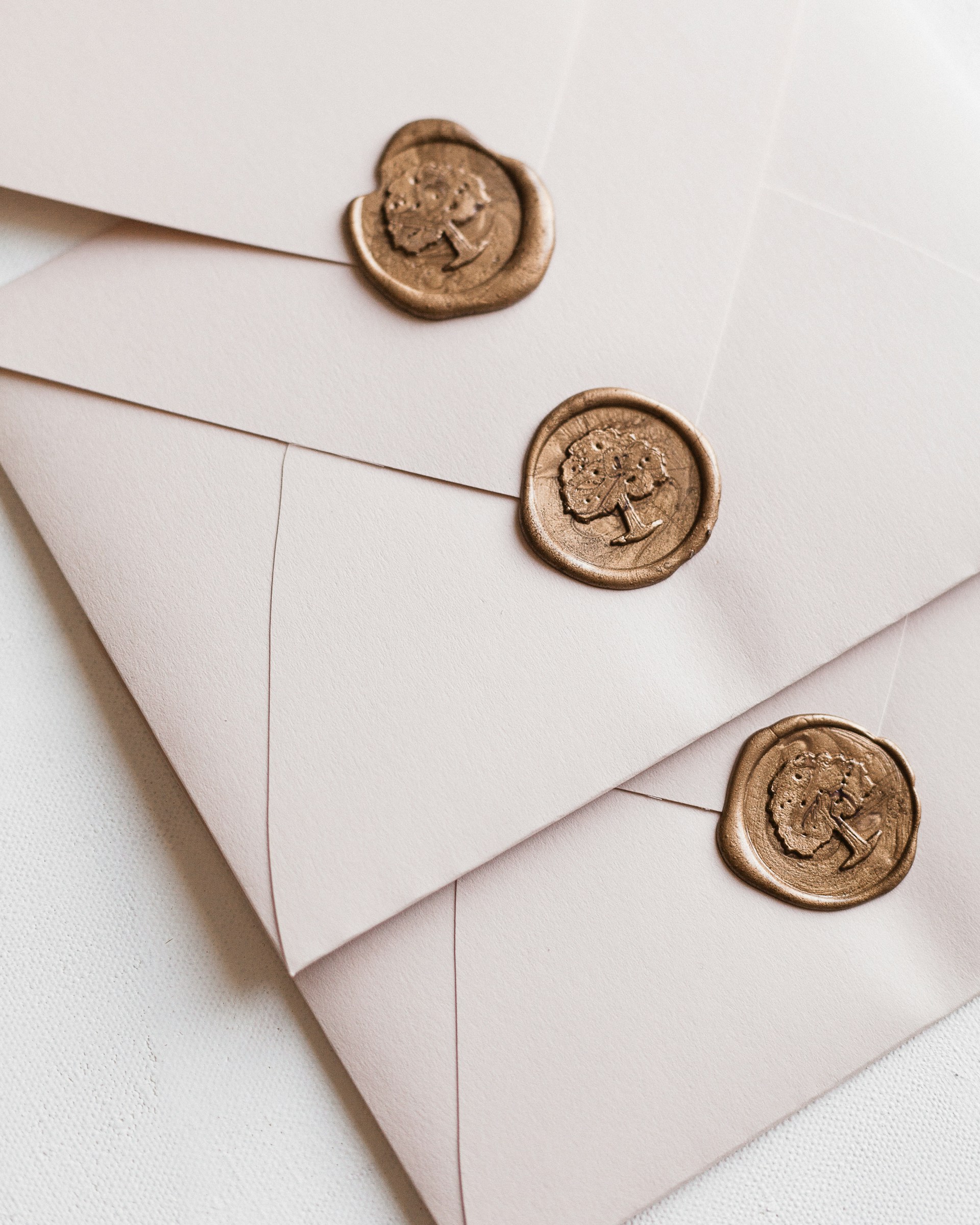 a close up of a envelope with a wax stamp on it