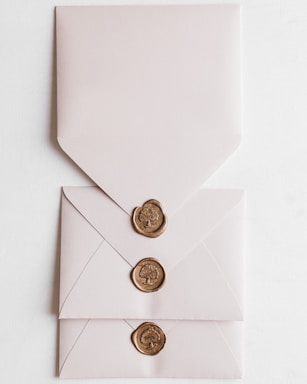 a close up of a envelope with a wax stamp