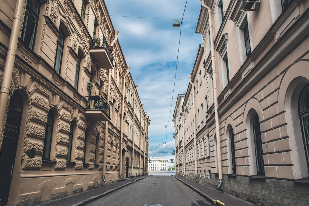 an empty street in a european city