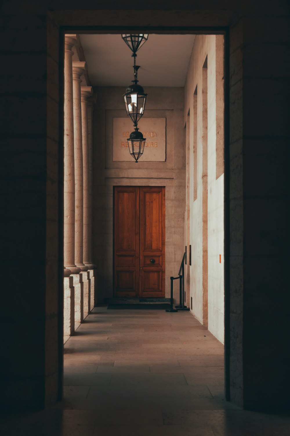 a close up of a doorway in front of a building