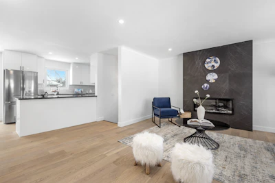 Cozy living area with modern kitchen and comfortable seating, ready to welcome guests.