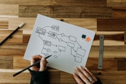 a person drawing a diagram on a piece of paper