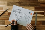 a person drawing a diagram on a piece of paper
