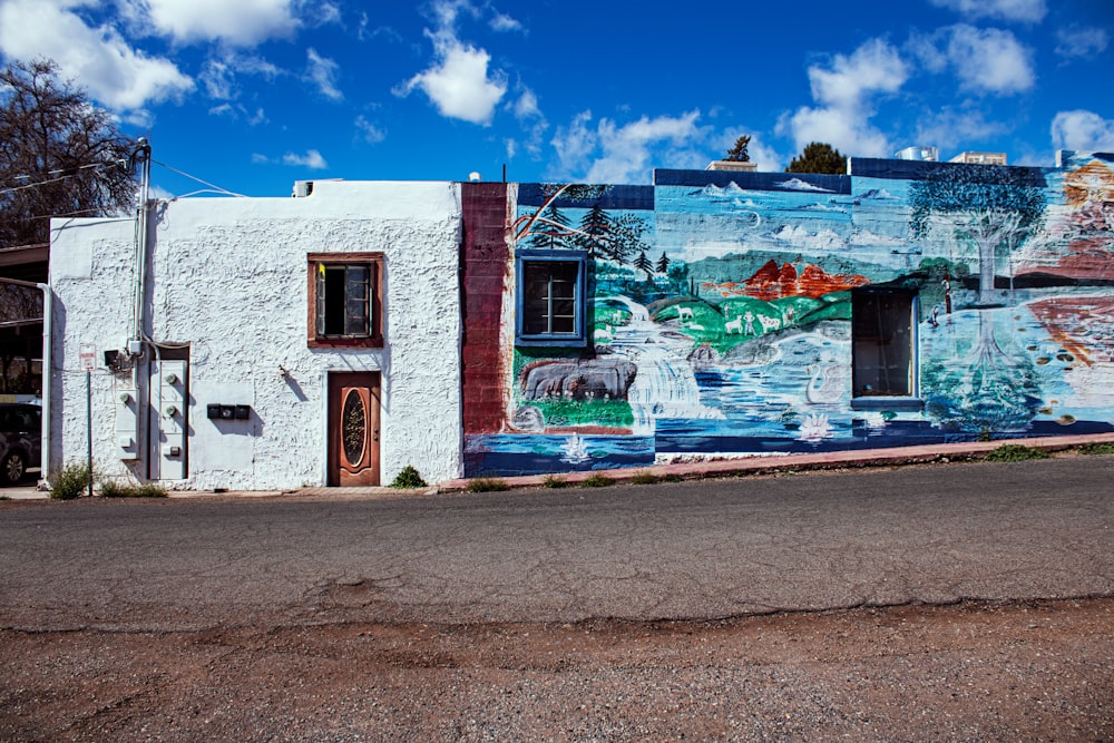 a building with a mural on the side of it