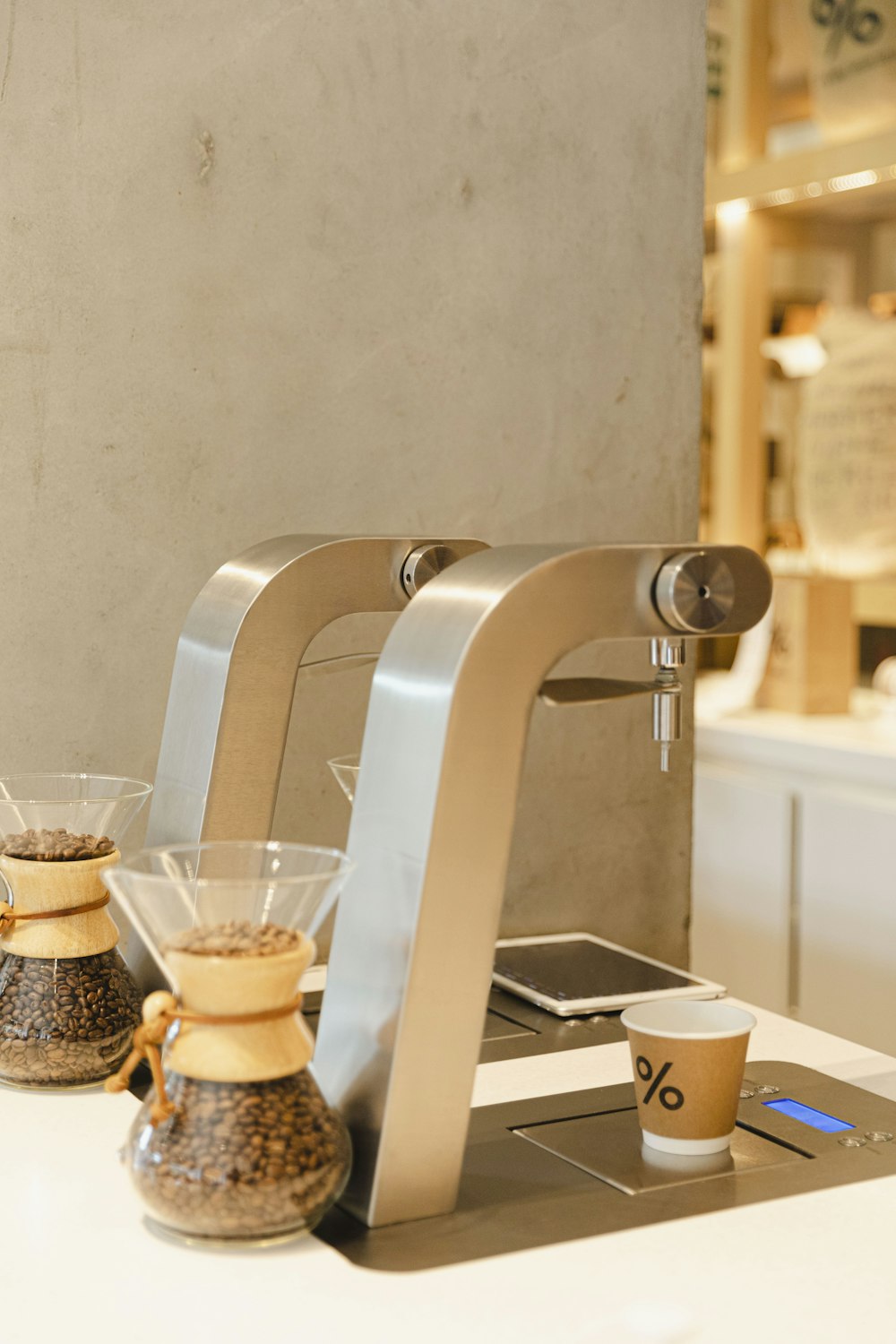 a coffee maker sitting on top of a counter