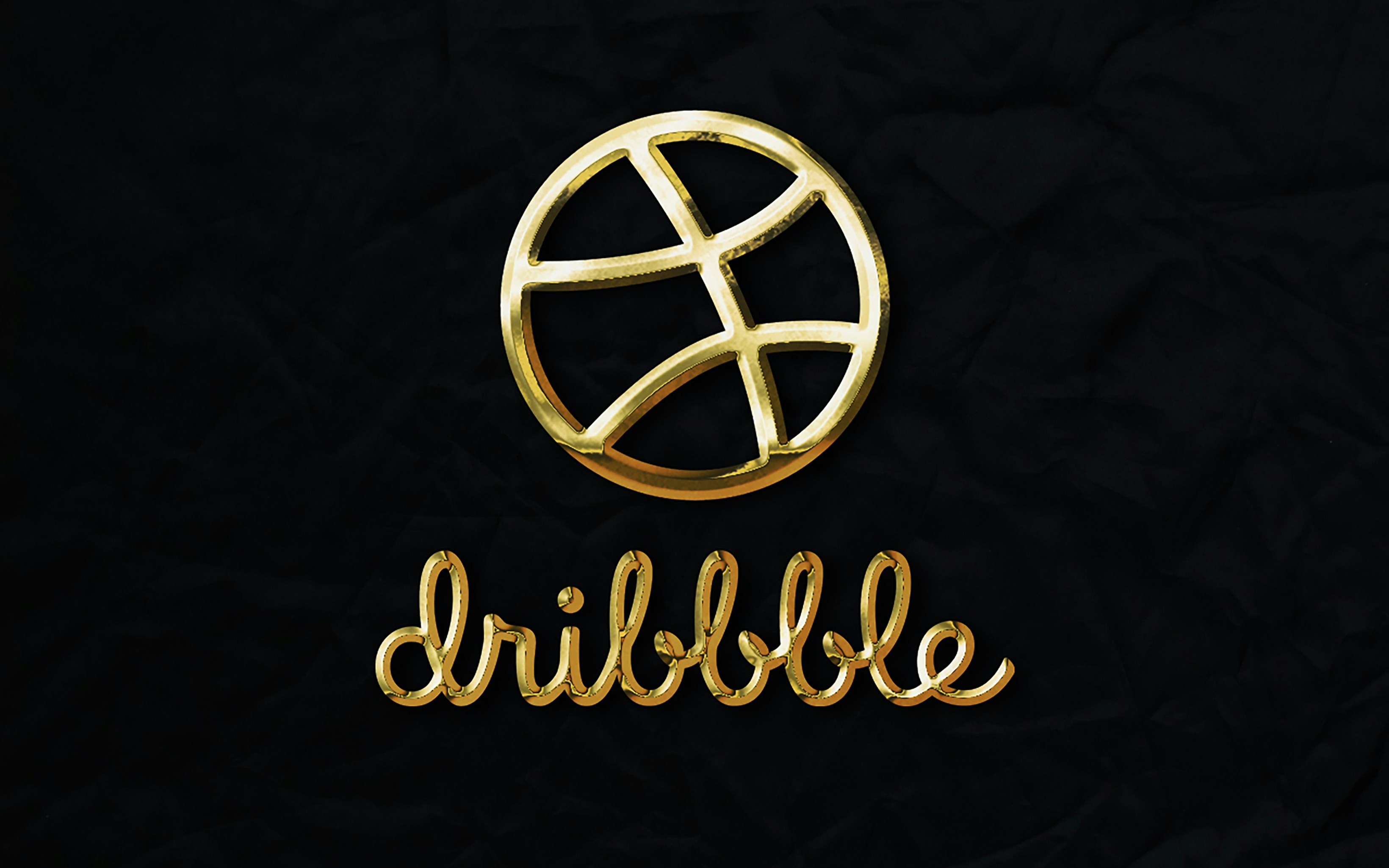 a gold logo on a black background
