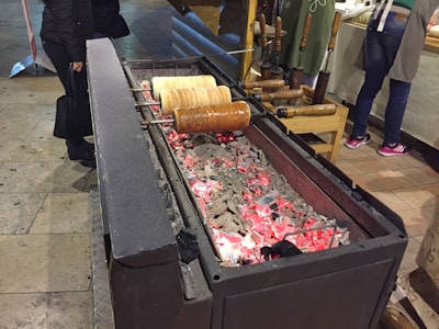 A traditional Hungarian chimney cake, freshly baked.