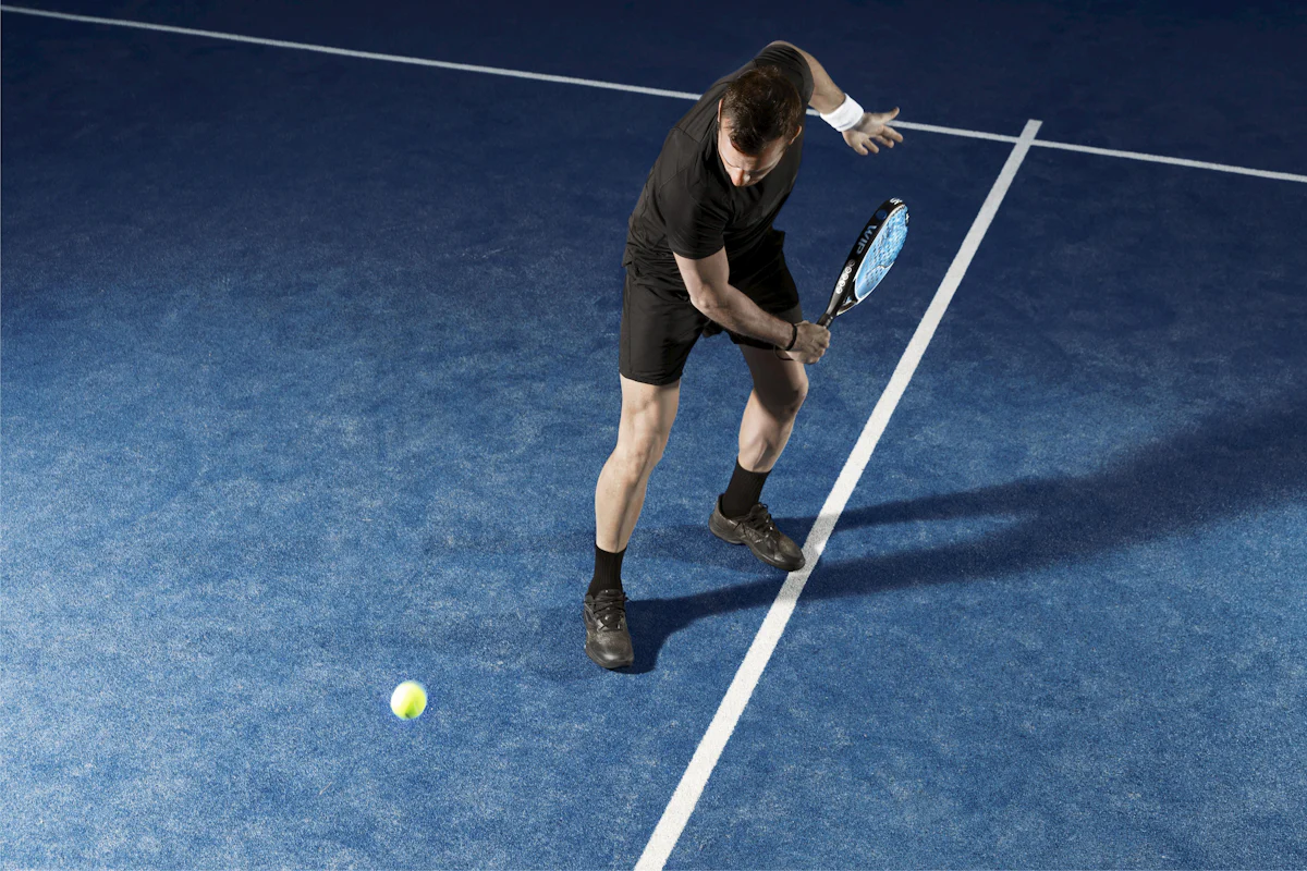 Jugador sosteniendo una pala en la pista