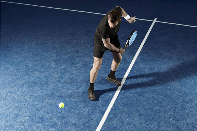Padelspieler auf blauem Platz
