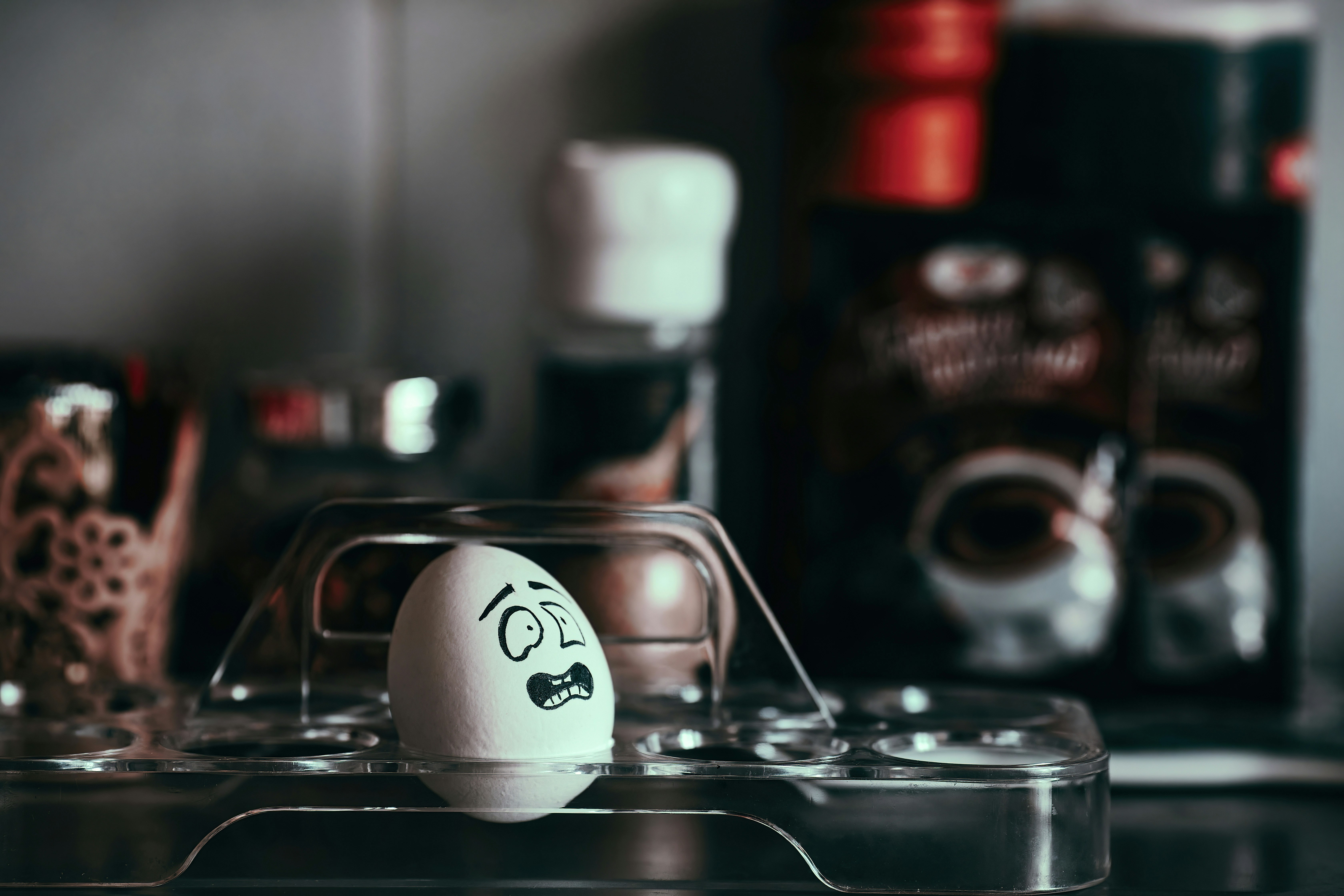 Image ; egg with stressed face drawn