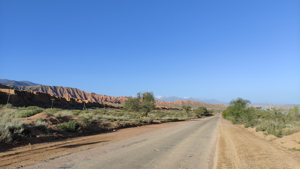 a dirt road in the middle of a desert