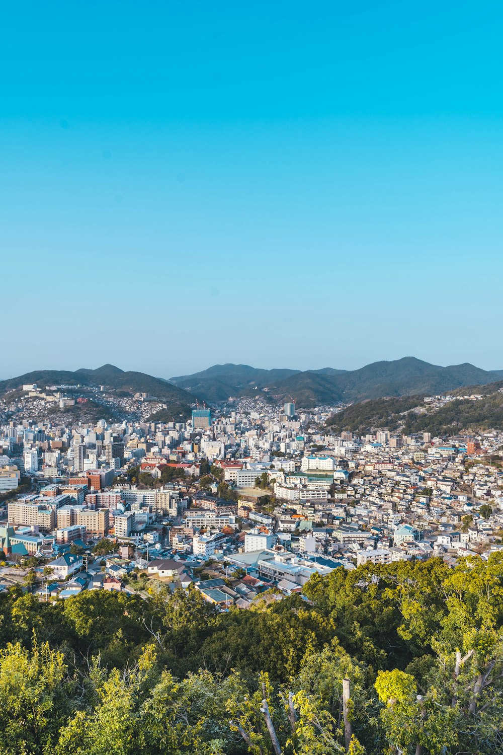 a view of a city from the top of a hill